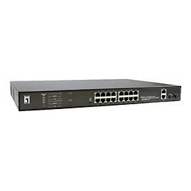 LevelOne GEP-2021 - Switch - 16 x 10/100/1000 (PoE) + 2 x 10/100/1000 + 2 x Gigabit SFP (Uplink) - Desktop, an Rack mont