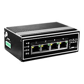 LevelOne IGP-0502 - Switch - -40 °C bis 75 °C - 4 x 10/100/1000 (PoE+) + 1 x Gigabit SFP - Desktop, an DIN-Schiene monti