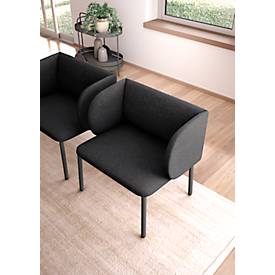 Leyform LIV Empfangssessel, Stahlrohrgestell, Stoffbezug, B 730 x T 620 x H 740 mm, anthrazit melange