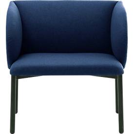Leyform LIV Empfangssessel, Stahlrohrgestell, Stoffbezug, B 730 x T 620 x H 740 mm, dunkelblau melange