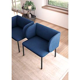 Leyform LIV Empfangssessel, Stahlrohrgestell, Stoffbezug, B 730 x T 620 x H 740 mm, dunkelblau melange
