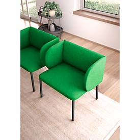 Leyform LIV Empfangssessel, Stahlrohrgestell, Stoffbezug, B 730 x T 620 x H 740 mm, grün