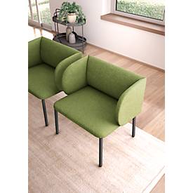 Leyform LIV Empfangssessel, Stahlrohrgestell, Stoffbezug, B 730 x T 620 x H 740 mm, moosgrün