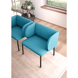 Leyform LIV Empfangssessel, Stahlrohrgestell, Stoffbezug, B 730 x T 620 x H 740 mm, petrol melange 