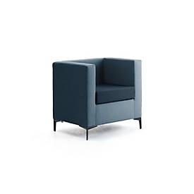 Leyform Sessel, B 720 x T 600 x H 730 mm, 2-farbiger Stoffbezug und Mehrschichtholz, dunkelblau/hellblau