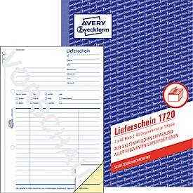 Lieferschein Avery™ Zweckform 1720-5, Format A5, 5 Bücher mit jeweils 2 x 40 Blatt, FSC®-Papier, weiß/gelb
