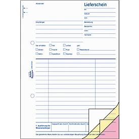 Lieferscheine Avery Zweckform 1721-5, mit Empfangsschein, Format A5, 5 Bücher mit jeweils 3 x 40 Blatt, FSC®-Papier, weiß/gelb/rosa