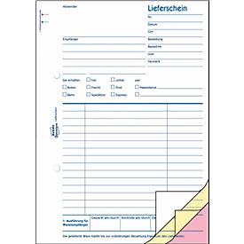 Lieferscheine Avery Zweckform 1721, mit Empfangsschein, Format A5, 1 Buch mit 3 x 40 Blatt, FSC®-Papier, weiß/gelb/rosa