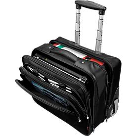 LIGHTPAK Trolley BRAVO 1 Executive Line, Hauptfach/Laptopfach/Fächerfach/Reißverschlussfach mit Organizerteil, Teleskop-Schiebegriff, Rollen, schwarz