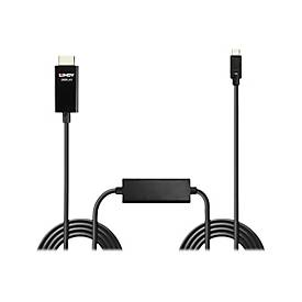 Lindy Adapterkabel - 24 pin USB-C männlich zu HDMI männlich - 10 m - abgeschirmt - Schwarz - rund, aktiver Chip, unterstützt 4K 60 Hz (4096 x 2160)