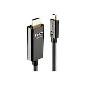 Lindy Adapterkabel - 24 pin USB-C männlich zu HDMI männlich - 10 m - abgeschirmt - Schwarz - rund, aktiver Chip, unterstützt 4K 60 Hz (4096 x 2160)