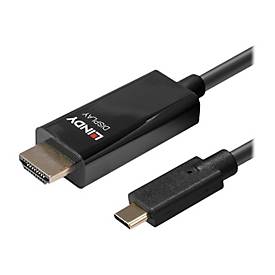 Lindy Adapterkabel - 24 pin USB-C männlich zu HDMI männlich - 10 m - abgeschirmt - Schwarz - rund, aktiver Chip, unterstützt 4K 60 Hz (4096 x 2160)