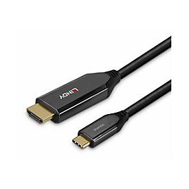 Lindy Adapterkabel - 24 pin USB-C männlich zu HDMI männlich - 2 m - abgeschirmt - Schwarz - rund, unterstützt 8K 60 Hz (7680 x 4320)