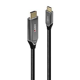 Lindy Adapterkabel - 24 pin USB-C männlich zu HDMI männlich - 3 m - abgeschirmt - Schwarz - rund, unterstützt 8K 60 Hz (7680 x 4320)