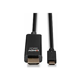 Lindy Adapterkabel - 24 pin USB-C männlich zu HDMI männlich - 5 m - abgeschirmt - Schwarz - rund, aktiver Chip, unterstützt 4K 60 Hz (4096 x 2160)