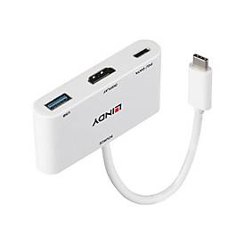 Lindy - Videoadapter - 24 pin USB-C männlich zu HDMI, USB Typ A, USB-C (nur Spannung) weiblich - 18 cm - weiß - unterstü