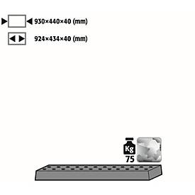 Lochblecheinsatz Standard für asecos Chemikalienschränke, Stahlblech, B 930 x T 440 x H 40 mm, bis 75 kg