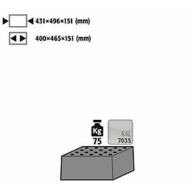 Image of Lochblecheinsatz Standard für asecos Sicherheitsschränke der Q30, Q90, S90 und K90 Serie, Stahlblech, lichtgrau, B 431 x T 496 x H 151 mm, bis 75 kg