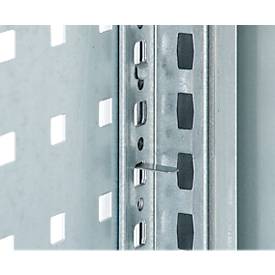 Lochblechwand für Grundregal/Anbauregal ORDO Industry, multifunktional, Quadratlochung 10-38 mm, magnethaftend, B 600 x T 1,5 x H 2500 mm, Stahl, verzinkt