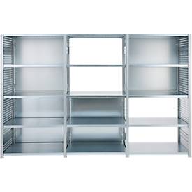 Lochblechwand für Grundregal/Anbauregal ORDO Industry, multifunktional, Quadratlochung 10-38 mm, magnethaftend, B 600 x T 1,5 x H 2500 mm, Stahl, verzinkt