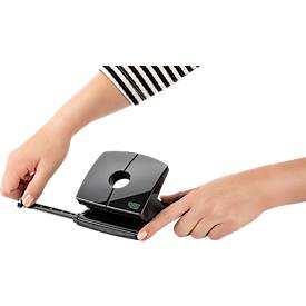 Locher NOVUS B 220 re+new, bis zu 20 Blatt, für A4/A5/A6/B5/B6/US/3x8/Folio, Anschlagschiene, Vollmetall & Recycling-Kunststoff