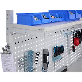 Lochplatte RL120, 150 oder 180 für Treston Arbeitstische TPH/TPB, Tragkraft 50 kg, Stahl lichtgrau