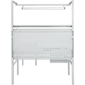 Lochplatte RL120, 150 oder 180 für Treston Arbeitstische TPH/TPB, Tragkraft 50 kg, Stahl lichtgrau