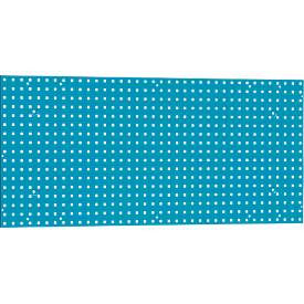 Lochplatte WFI, Wandmontage, Lochgröße 9 x 9 mm & Lochabstand 38 mm, L 1150 x H 750 mm, Stahlblech, azurblau RAL 5009