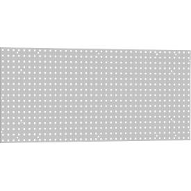 Lochplatte WFI, Wandmontage, Lochgröße 9 x 9 mm & Lochabstand 38 mm, L 1150 x H 750 mm, Stahlblech, lichtgrau RAL 7035