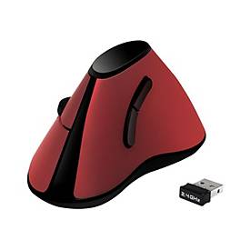 LogiLink Ergonomic Vertical - vertikale Maus - 2.4 GHz - Rot