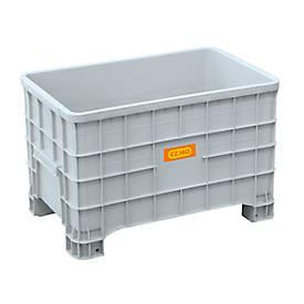 Logistikbox Cemo, Hart-Polyethylen (HDPE), grau, lebensmittelecht, B 1000 x T 635 x H 645 mm, 200 l hoch, mit Füßen