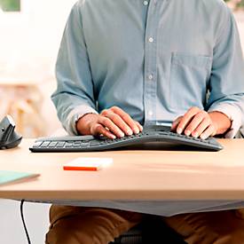 Logitech® ERGO K860 drahtlose ergonomische Tastatur, Handflächenhebefunktion, 2 Jahre Batterie
