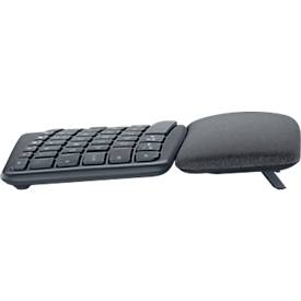 Logitech® ERGO K860 drahtlose ergonomische Tastatur, Handflächenhebefunktion, 2 Jahre Batterie