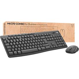 Logitech MK370 Tastatur-Maus-Set, Silent-Touch-Technologie, spritzwassergeschützt, 8 Sondertasten, schwarz