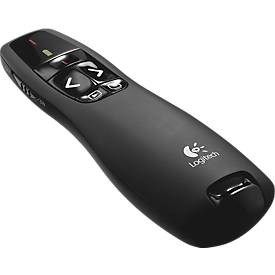 Logitech® Wireless Presenter R400, roter Laserpointer Klasse 2, Reichweite bis 15 m, USB-Empfänger, Kunststoff, schwarz,
