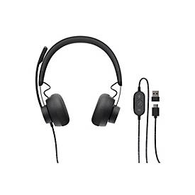 Logitech Zone Wired - Headset - On-Ear - kabelgebunden - USB-C - Graphite