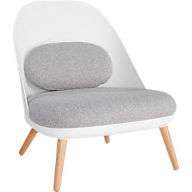 Lounge fauteuil, gestoffeerd, B 700 x D 655 x H 755 mm, 4-poten, witte zitschaal