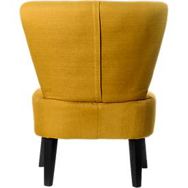 Lounge Sessel BRIGHTON, Stoffbezug, Vintage-Look, Massivholzbeine, safran