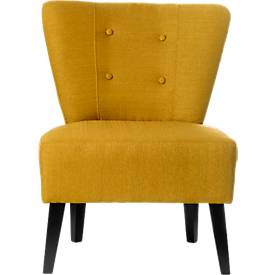 Lounge Sessel BRIGHTON, Stoffbezug, Vintage-Look, Massivholzbeine, safran