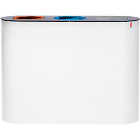 Lune Abfalltrennsystem Split, verzinkter Stahl, 3 Abfallströme, 38 l, farbige Ablaufringe, B 980 x T 300 x H 710 mm, weiß/anthrazit