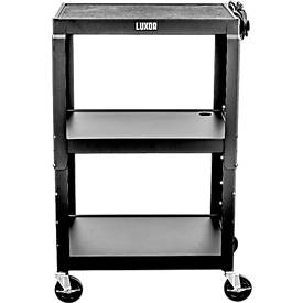 Luxor höhenverstellbarer Mehrzweckwagen 610-1060 mm, Metall, 3 Etagen, 4 Rollen, schwarz