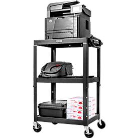 Luxor höhenverstellbarer Mehrzweckwagen 610-1060 mm, Metall, 3 Etagen, 4 Rollen, schwarz
