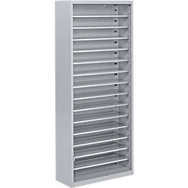Magazinregal, 1690 mm hoch, 14 Böden, ohne Kästen, hellsilber