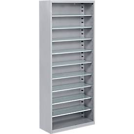 Magazinregal, 1690 mm hoch, 9 Böden, ohne Kästen, hellsilber