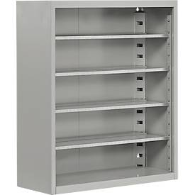Magazinregal, 830 mm hoch, 4 Böden, ohne Kästen, weißaluminium
