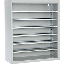 Magazinregal, 830 mm hoch, 6 Böden, ohne Kästen, lichtgrau
