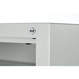 Magazinregal C+P Serie 13, ohne Sichtlagerkästen, 10 Fachböden, abschließbar, B 700 x T 300 x H 1690 mm, Stahl, lichtgrau RAL 7035