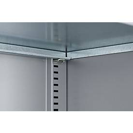 Magazinregal C+P Serie 13, ohne Sichtlagerkästen, 10 Fachböden, abschließbar, B 700 x T 300 x H 1690 mm, Stahl, weißaluminium RAL 9006