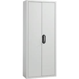Magazinschrank, 1690 mm hoch, 14 Böden, 90 Sichtlagerkästen SSI Schäfer Serie PROFI LF 211, mit Türen, lichtgrau