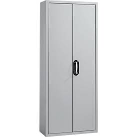 Magazinschrank, 1690 mm hoch, 9 Böden, ohne Kästen, mit Türen, hellsilber